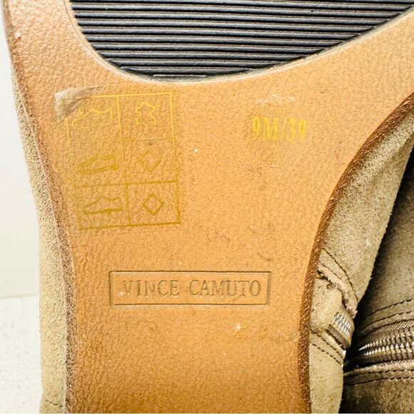 Vince Camuto Jody Bootie Ankle Boots Olive Tan Genuine Leather Sz 9 *Flaw Lining - Picture 12 of 16